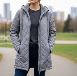 Chaqueta con Capucha Deportiva de Invierno Acolchada Gris Columbia Talla S - Imagen 1 de 8