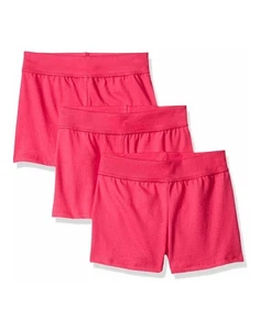 Hanes Girls Jersey Short 3 Pack Soft 100% Cotton Jersey Pull on Ribbed Waistband - Picture 1 of 4