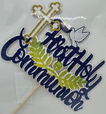 First Holy communion- Cake Topper- With Cross/Dove Design - Image 1 of 2