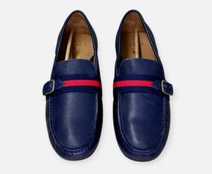 Polo Ralph Lauren Riali drivers buckled leather loafer shoes navy blue NWOB 11.5 - Picture 1 of 23