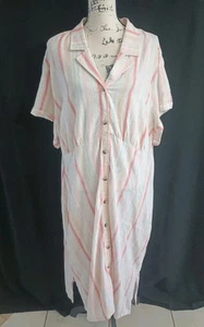 Vestido para mujer Terra Sky talla 2X mezcla de lino a rayas - Imagen 1 de 13