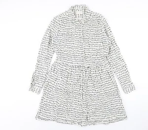 Chinti and Parker Womens White Geometric Cotton Shirt Dress Size S Collared Butt - Picture 1 of 10
