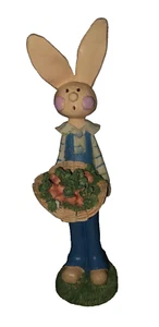 Resin Skinny Pencil Rabbit Figurine Carrots - Picture 1 of 6
