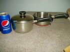 2 Revere Ware 1 Quart Sauce Pans With 1 Copper & 1 Disk Bottom & 1 Lid Usa