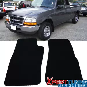 Fits 96-02 Ford Ranger Floor Mats Carpets 2PC Black Nylon - Picture 1 of 7