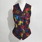 Dorothy Perkins Vintage 1990s UK Size 10 Rainbow Sparkle Leaf Vest Waistcoat
