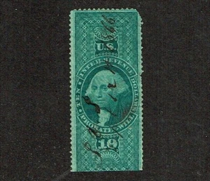 1862-71 U.S.First Issue Revenue Washington $10 Green PROBATE WILL Fault Sc#R96c - Picture 1 of 1