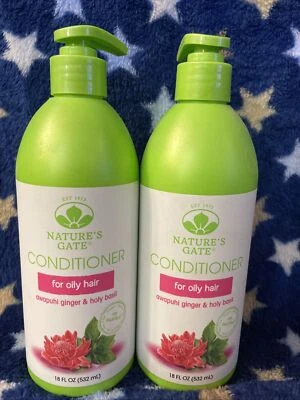 2 ACONDICIONADOR NATURE'S GATE PARA CABELLO GRASO Jengibre Awapuhi + Albahaca Sagrada 18 FL OZ  Foto 1 de 2