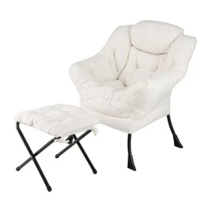 Modern Living Room Accent Chair & Multipurpose Folding Ottoman, Soft Head Pillow - Picture 1 of 10