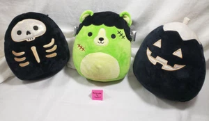 Squishmallow Franken Bear Frankenstein Gold Black Pumpkin Skeleton Jack Lantern - Picture 1 of 9