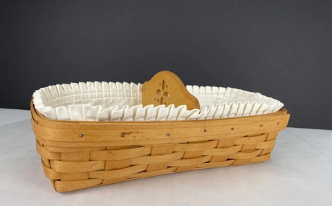 Longaberger 1996 Bread Cracker Basket With Liner & Woodcraft Divider Cover
