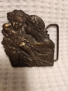 Hebilla de cinturón MADRE E HIJO de colección años 70 Lewis ART Nouveau 3D victoriana dama rara en muy buena condición - Imagen 1 de 3