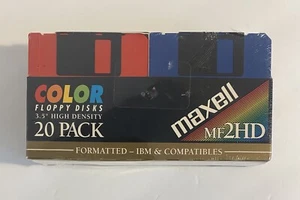 NEW Maxwell MF2HD 1.44 MB PC 3.5" High Density Multicolor Floppy Disks 20 Pack - Picture 1 of 4