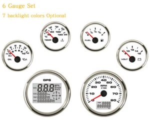 Juego de 6 Calibre con Transmisores Velocímetro Tacómetro Combustible Temp Voltios Aceite 7 Colores LED - Imagen 1 de 12