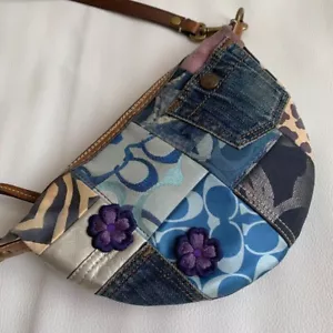 Vintage Coach 10819 Signature Multicolor Patchwork Denim Leather Suede Used Ex+ - Picture 1 of 18
