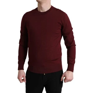 DOLCE & GABBANA Sweater Bordeaux Wool Knit Crew Neck Pullover IT48/US38/M 700usd - Picture 1 of 9