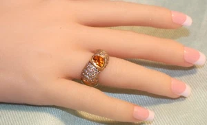 VIVID ORANGE SAPPHIRE & VS DIAMOND RING 18KT GELBGOLD, CUSTOM DESIGNED BEAUTY - Bild 1 von 12