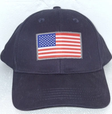 Navy Blue Ball Cap Embroidered Old Glory OSFA NWT Cardboard shape retainer. - Image 1 of 4