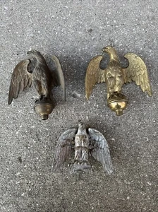 Vintage Set Of Three Eagle Antique Flag Pole Toppers - Picture 1 of 11