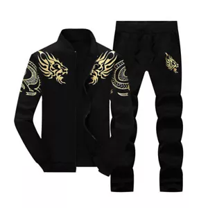 2pcs Men Sports Track Suit Set Tracksuit Sweat Hoodies Jacket Coat + Pant - Picture 1 of 4
