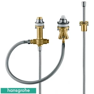 Hansgrohe Juego básico para mezclador de baño con palanca montado en llanta de 3 orificios con manguera de soporte de llanta - Imagen 1 de 7