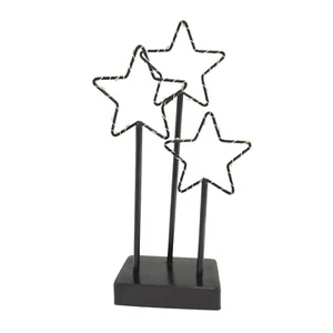 LED Leuchtstern Metall 27 LEDs Batteriebetrieb Timer Schwarz Deko Weihnachten - Bild 1 von 12