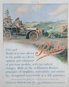 Peerless Motor Car Co Model 18 Vintage 1908 Automobile Ad, Country Drive - Foto 1 di 2