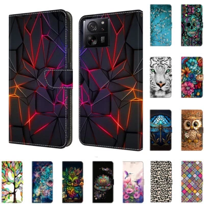 Printed Leather Case For Redmi 13C K70E Note 13 12 Pro + Wallet Flip Stand Cover - Image 1 of 4