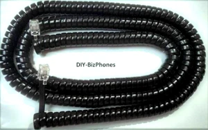 Black Office Phone Long Handset Cord Receiver Curly Coil Telephone Cable 25Ft - Picture 1 of 3