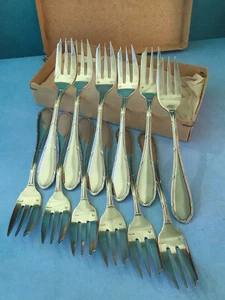 12X Anciennes Fourchettes à Dessert en Métal Argenté 14,6 cm Sté A ARGENTAL 159 - Imagen 1 de 6