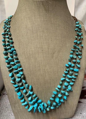 Gorgeous ethnic multi-strands turquoise nuggets necklace(y416b-w2.5) - Image 1 of 3
