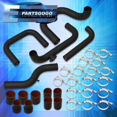 For 88-00 Honda Civic Turbo Intercooler Piping Kit + BOV Adapter Couplers Black - Image 1 of 4
