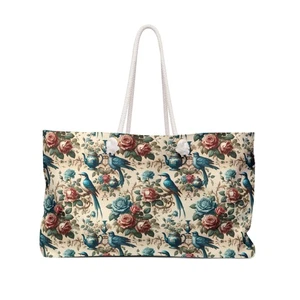 Verzauberte Gartentasche: Vintage Floral and Avian Elegance Tea Pot Tote Bag - Bild 1 von 2