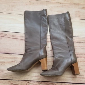 Stivali Chloe donna taglia 38 pelle marrone tacco alto a blocco Made in Italy designer - Foto 1 di 16