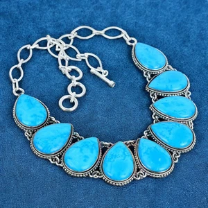 Collar Turquesa Bella Durmiente Plata de Ley 925 Boho Azul Joyería Regalo - Imagen 1 de 8