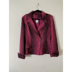 Veronik Alexandre Couture Jacket Size 46 Burgundy Boucle Raspberry Metallic - Picture 1 of 13