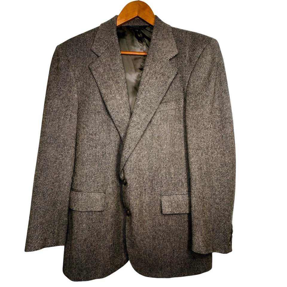 Chaqueta Abrigo Deportivo Polo Ralph Lauren Tweed Para Hombres 42R Lana Taupe Dos Botones De Colección EE. UU. Foto 1 de 4