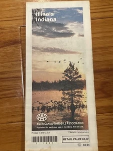 Vintage Illinois Indiana AAA Road Tour Karte Vintage 1993 kostenloser Versand - Bild 1 von 5