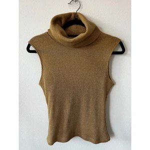 Versace Jeans Couture Cuello Alto Top Sin Mangas Dorado M - Imagen 1 de 6