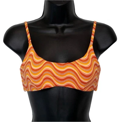 NUEVO Top de Bikini Urban Outfitters Fuera de Bajo Cuello Redondo Rayas Onduladas Grande Foto 1 de 4