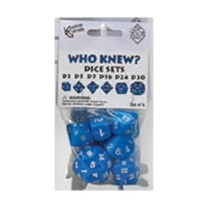 Koplow Dice Who Knew? - Dice Set, Blue w/White (6) New - Picture 1 of 1