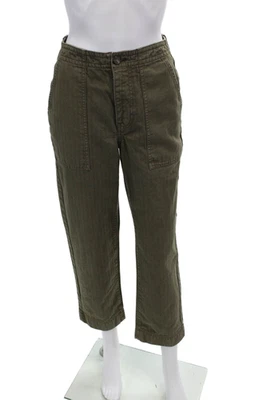 Everlane 女式纽扣闭合口袋直筒休闲裤绿色 0 码 — 第 1/4 张图片