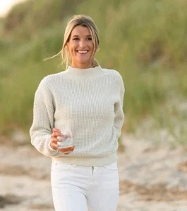 Long Wharf Supply Co Rye Seawell Pullover Damen Gr. Large creme Waffelstrick - Bild 1 von 7