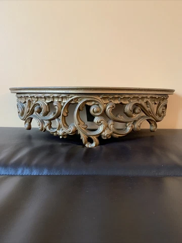 Syroco Style Illinois Moulding Co. Large 22 Ornate Gold Sconce Carved Rose Shelf Cover