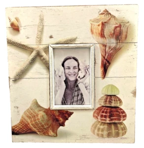 Marco de fotos Beach Seashells grande para foto de 4" x 6"... madera rústica país - Imagen 1 de 4