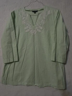 Brooks Brothers Women's Linen Blend Tunic Top Light Green 3/4 Sleeve Size XL - Изображение 1 из 4