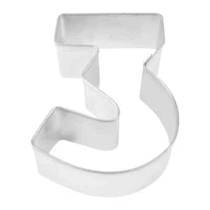 Number 3 Cookie Cutter 3'' Metal Kids Name Sandwich Birthday Party Treats - Picture 1 of 9