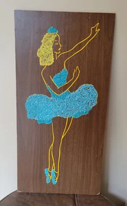 Vintage Mid Century Modern Gravel Art Picture Ballerina Dancer Wall Hanging - Picture 1 of 7