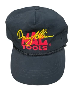 Vintage 90s Davy Allison Mac Tools Nascar Racing Black SnapBack Cap Hat Trucker - Picture 1 of 5