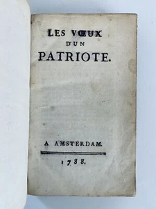 JURIEU Les voeux d'un patriote Relié 1788 - Imagen 1 de 1